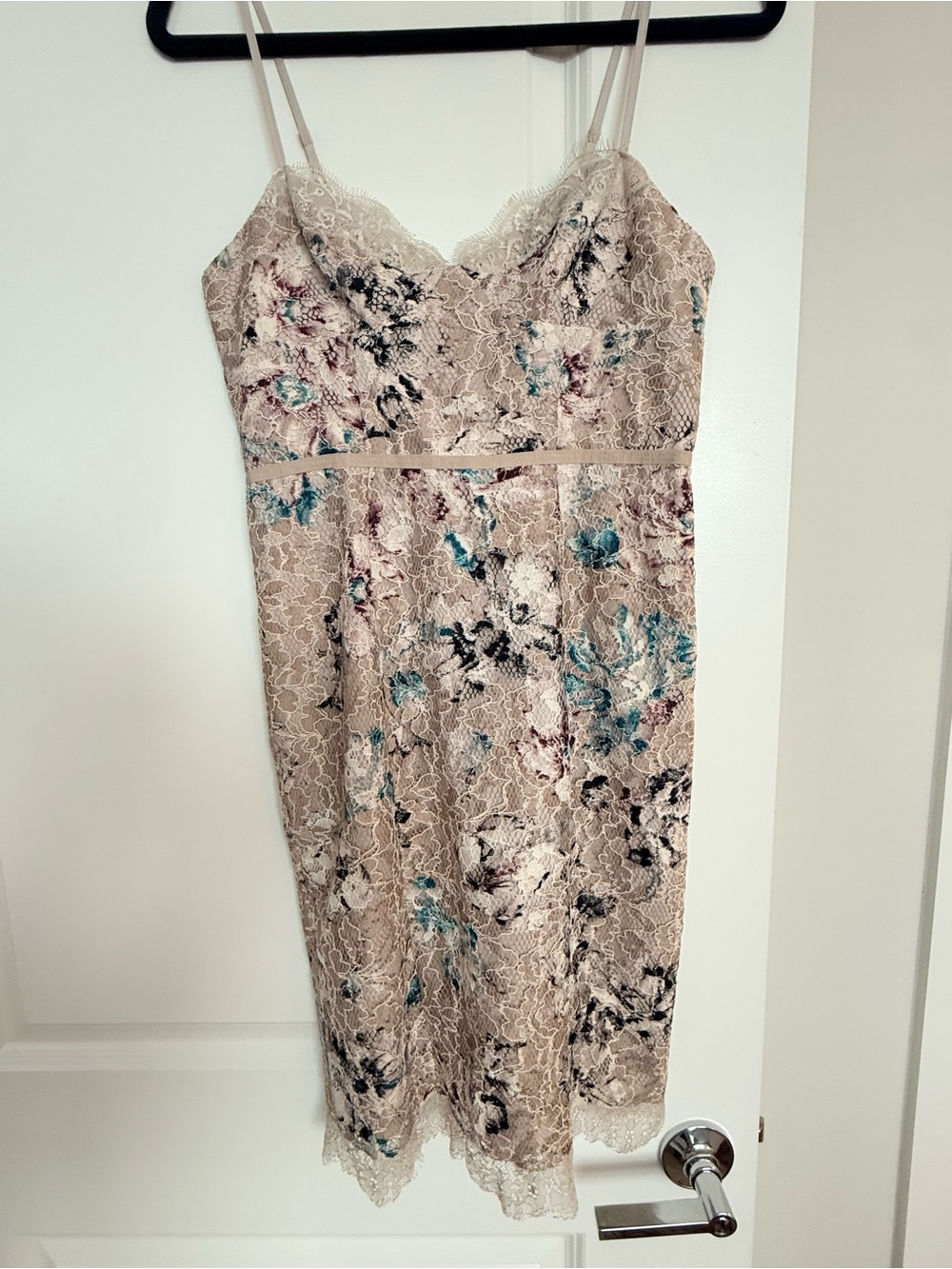 Victoria's Secret Lace-Trim Floral slip Dress in Blush and Teal